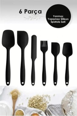 6 Adet Isıya Dayanıklı Yanmaz Yapışmaz Silikon Spatula Seti | 6'Lı Silikon Spatula Seti