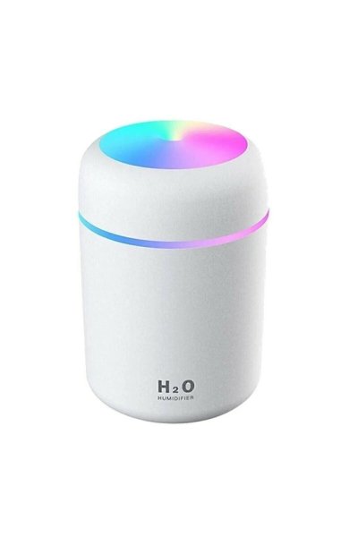 H2O Humidifier Led Işıklı Mini Ortam Oda Hava Nemlendirici Soğuk Buhar Makinesi - Beyaz